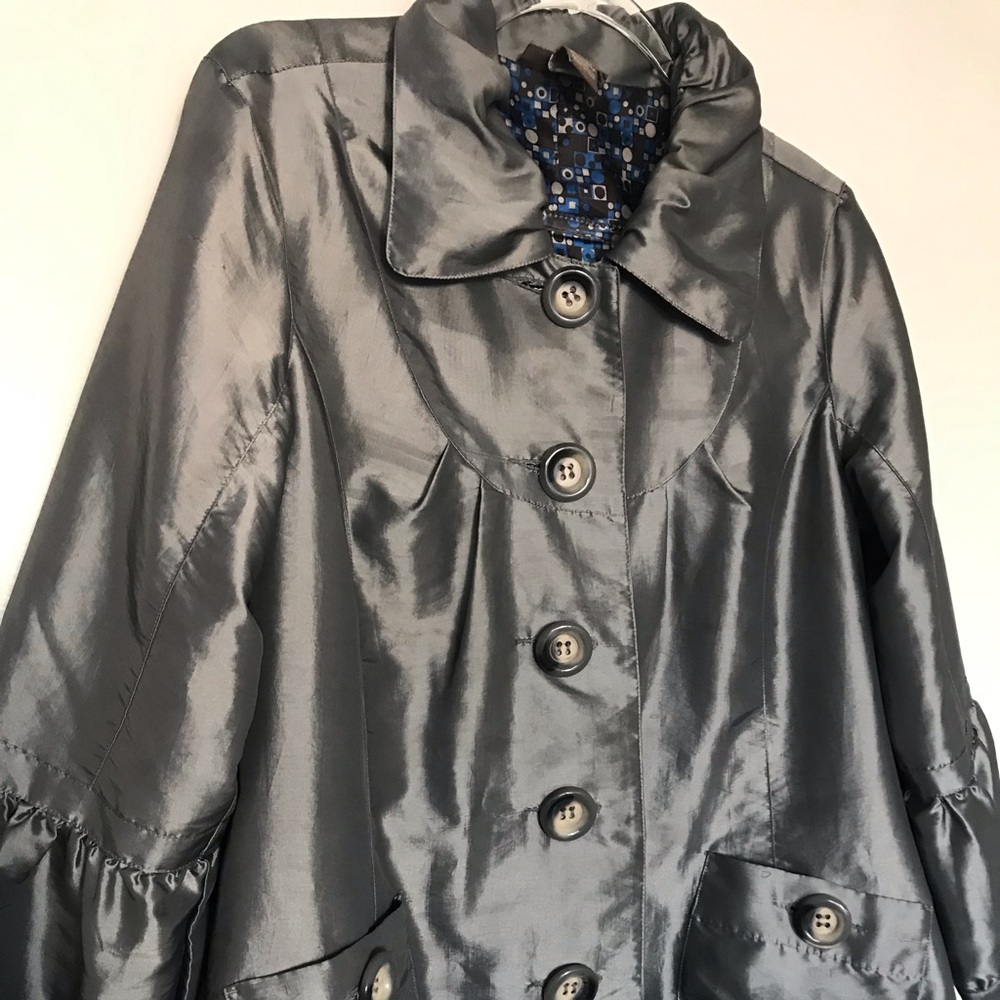 Kenar Silver Button Down Swing Coat - image 2